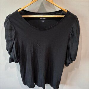 Women's Banana Republic Malibu Tee Black Puff Sleeve Top SZ: Large